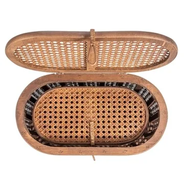 Modern Decorative Oval Woven Rattan Storage Boxes Set