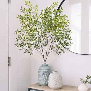 Phliofd 2Pcs 43.3" Faux Greenery Stems for Home Decor