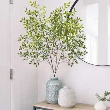 Phliofd 2Pcs 43.3" Faux Greenery Stems for Home Decor