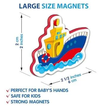 Little World Large Set of 24 Foam Fridge Magnets for Toddlers 1-3 - Refrigerator Magnets for Kids – Baby Magnets for Refrigerator 1 Year Old - Magnetic Vehicles for Toddlers 1-2 - Child Safe Magnets