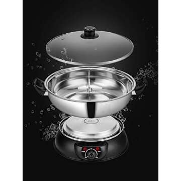 Sonya Shabu Shabu Hot Pot Electric Mongolian Hot Pot Stainless Steel W/DIVIDER