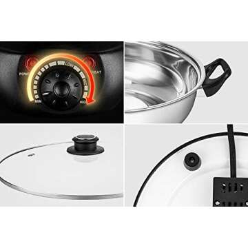 Sonya Shabu Shabu Hot Pot Electric Mongolian Hot Pot Stainless Steel W/DIVIDER