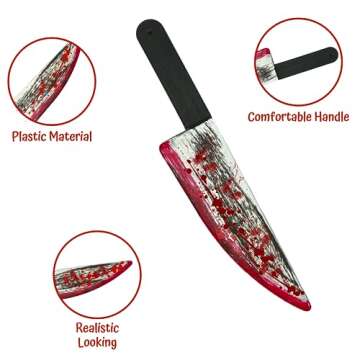16" Bloody Fake Knife for Halloween Pranks and Costumes