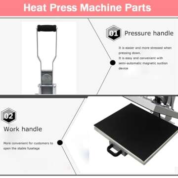 INTBUYING 15x15 Inch Heat Press Machine Magnetic Semi-Automatic Slide-Out Sublimation Transfer Machine Drawer Design Heat Transfer Machine with Silicone Pad for T-Shirts Printing