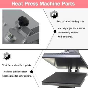 INTBUYING 15x15 Inch Heat Press Machine Magnetic Semi-Automatic Slide-Out Sublimation Transfer Machine Drawer Design Heat Transfer Machine with Silicone Pad for T-Shirts Printing