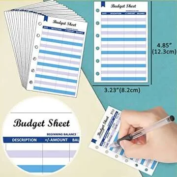 A7 6 Ring Budget Binder with Zipper envelopes, Budget Book Label and Category Stickers, Budget Sheet Refill Paper for Men and Women(Harphia, 145F)
