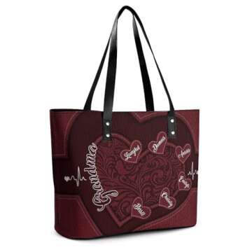 Personalized Grandma's Little Sweethearts Single Shoulder Bag Custom 1-15 Name Grandma Leather Handb...