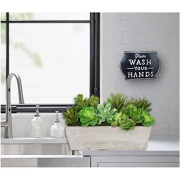 THE NIFTY NOOK "Please Wash Your Hands Vintage Metal Farmhouse Sign for Bathroom & Kitchen Décor 8.5" x 6" (Small Black)