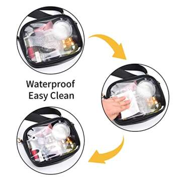 Armiwiin Clear Crossbody Bag, Stadium Approved Leather Clear Purse Bag with Adjustable Strap for Sports Concert Event