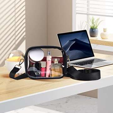 Armiwiin Clear Crossbody Bag, Stadium Approved Leather Clear Purse Bag with Adjustable Strap for Sports Concert Event