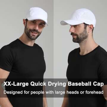 Oversize XXL Mens Quick Dry Baseball Cap Cooling Breathable Mesh Sports Cap Lightweight Snapback Hat...