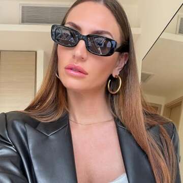 SUNOVELTIES 10 Pack Rectangle Sunglasses for Women Retro Narrow Square Glasses Vintage Eyewear Luxury Design Uniex