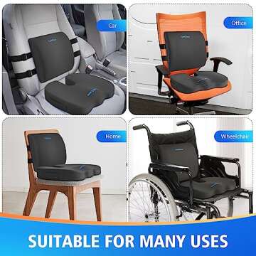 CushZone Seat Cushion, Lumbar Support Pillow with Adjustable Strap-Chair Cushions for Sciatica Pain Relief-with Washable Cover Memory Foam for Car, Travel and Wheelchair-Gray X-Large