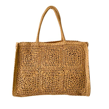 Handwoven Straw Vintage Purse Bag Bohemian Large Straw Beach Bag Chic Casual Handbag Shoulder Bag Tote Rattan Vacation Bag