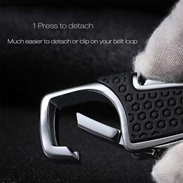 Lancher Key Chain with (2 Extra Key Rings and Gift Box) Heavy Duty Car Keychain for Men and Women - Black