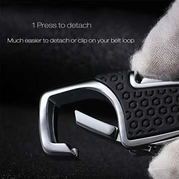 Lancher Key Chain with (2 Extra Key Rings and Gift Box) Heavy Duty Car Keychain for Men and Women - Black