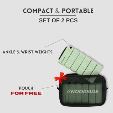 NOORSIDE Adjustable Ankle & Wrist Weights for Men & Women | Perfect for All Activities | 2.2 lbs Tot...