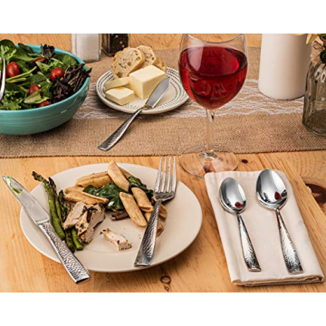 Hudson Essentials 40-Piece Hammered Flatware Set for 8