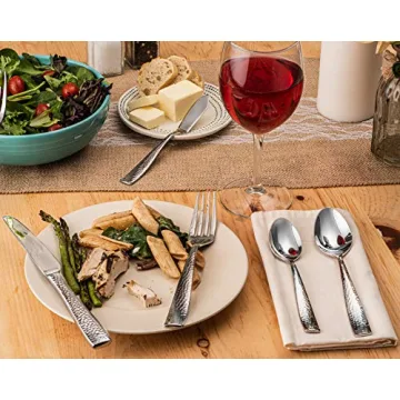 Hudson Essentials 40-Piece Hammered Flatware Set for 8