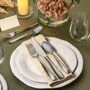 Hudson Essentials 40-Piece Hammered Flatware Set for 8