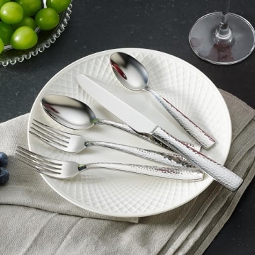 Hudson Essentials 40-Piece Hammered Flatware Set for 8