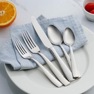 Hudson Essentials 40-Piece Hammered Flatware Set for 8