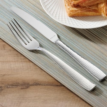Hudson Essentials 40-Piece Hammered Flatware Set for 8