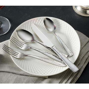 Hudson Essentials 40-Piece Hammered Flatware Set for 8