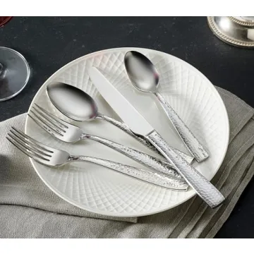 Hudson Essentials 40-Piece Hammered Flatware Set for 8