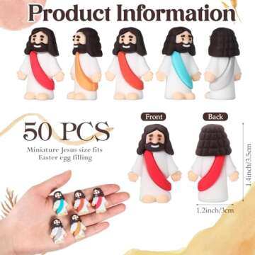 Sumind 50 Pcs Little Jesus Figures Original Design Miracle Mini Pocket Jesus to Hide and Seek Easter...