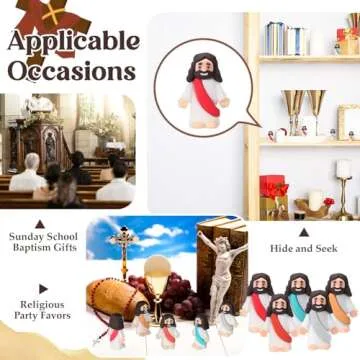 Sumind 50 Pcs Little Jesus Figures Original Design Miracle Mini Pocket Jesus to Hide and Seek Easter Egg Filling Religious Party Favors Sunday School Baptism Gifts(Bohemian)