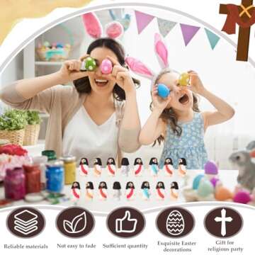 Sumind 50 Pcs Little Jesus Figures Original Design Miracle Mini Pocket Jesus to Hide and Seek Easter Egg Filling Religious Party Favors Sunday School Baptism Gifts(Bohemian)