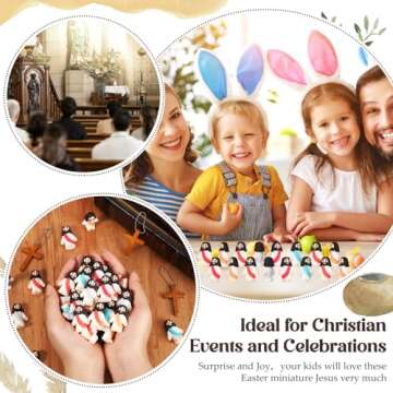 Sumind 50 Pcs Little Jesus Figures Original Design Miracle Mini Pocket Jesus to Hide and Seek Easter Egg Filling Religious Party Favors Sunday School Baptism Gifts(Bohemian)