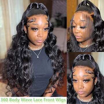 360 Body Wave Lace Front Wigs Human Hair Pre Plucked 180% Density Full Lace Human Hair Wigs Brazilia...