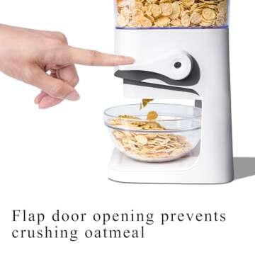 Cereal Dispenser Countertop, 5L Cereal Containers Storage Dispenser for Pantry, Large Dry Food Cereal Dispenser, Not Easy to Crush Cereal, Can Hold Oatmeal, Candy, Snack, Grain, Pet Food (White, 1Pc)