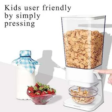 Cereal Dispenser Countertop, 5L Cereal Containers Storage Dispenser for Pantry, Large Dry Food Cereal Dispenser, Not Easy to Crush Cereal, Can Hold Oatmeal, Candy, Snack, Grain, Pet Food (White, 1Pc)