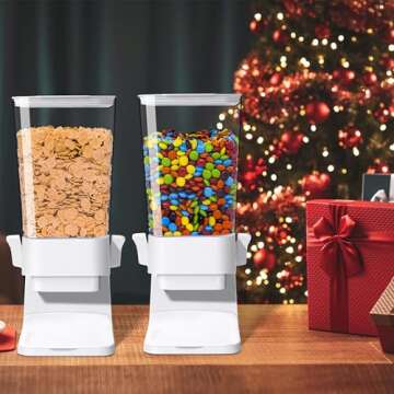 Cereal Dispenser Countertop, 5L Cereal Containers Storage Dispenser for Pantry, Large Dry Food Cereal Dispenser, Not Easy to Crush Cereal, Can Hold Oatmeal, Candy, Snack, Grain, Pet Food (White, 1Pc)