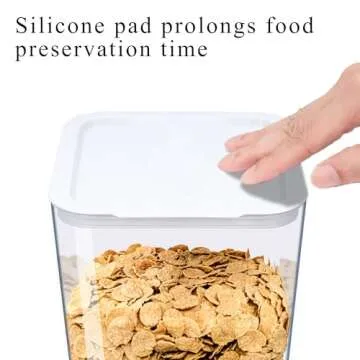 Cereal Dispenser Countertop, 5L Cereal Containers Storage Dispenser for Pantry, Large Dry Food Cereal Dispenser, Not Easy to Crush Cereal, Can Hold Oatmeal, Candy, Snack, Grain, Pet Food (White, 1Pc)