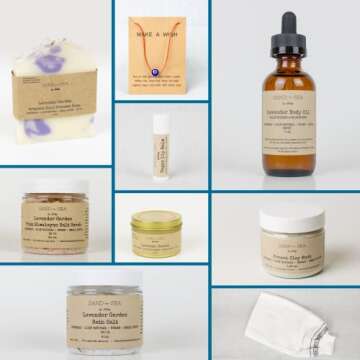 Birthday Gift Baskets for Women, Handmade Lavender Gift Box, Natural Relaxing Spa Self Care Package ...