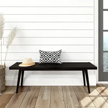 Plank+Beam Mid-Century Double Wood Entryway Bench in Black