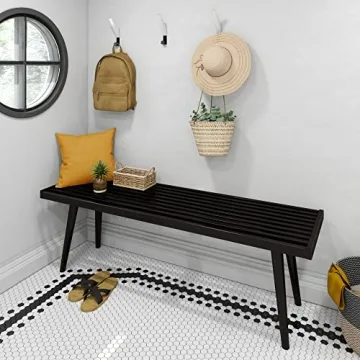 Stylish Plank+Beam Mid-Century Double Wood Entryway Bench