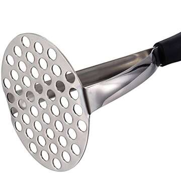 Joyoldelf Heavy Duty Stainless Steel Potato Masher, Professional Integrated Masher Kitchen Tool & Food Masher/Potato Smasher with Silicone Handle, Perfect for Bean, Vegetable, Fruits, Avocado, Meat