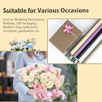 NESCCI 20 Sheet Flower Wrapping Paper - Waterproof Floral Bouquet Wrapping Paper, Florist Supplies Packaging Paper for Wedding Birthday Gift DIY (Light purple)