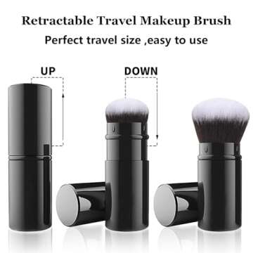 Falliny Retractable Kabuki Makeup Brush, Travel Face Blush Brush, Portable Powder Foundation Sunscre...