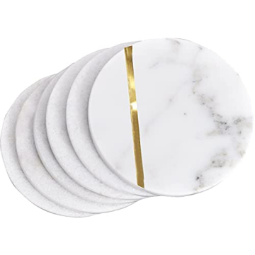 Coasters for Drinks Absorbent Set of 6 Coaster White Marble Coasters for Drinks Marble Decors White ...