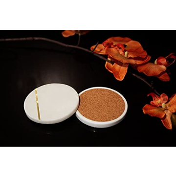 Elegant Set of 6 White Marble Coasters for Home Decor