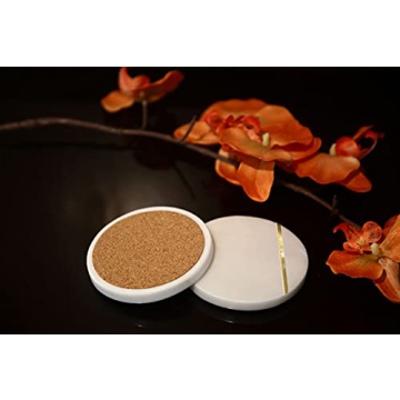 Elegant Set of 6 White Marble Coasters for Home Decor