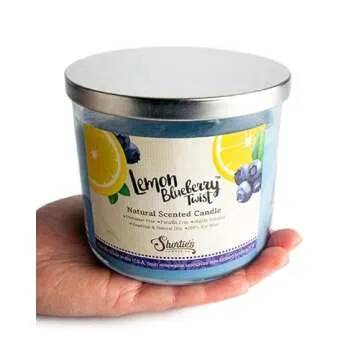 Lemon Blueberry Twist Highly Scented Natural 3 Wick Candle, Essential Fragrance Oils, 100% Soy, Phthalate & Paraben Free, Clean Burning, 14.5 Oz.