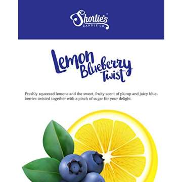 Lemon Blueberry Twist Highly Scented Natural 3 Wick Candle, Essential Fragrance Oils, 100% Soy, Phthalate & Paraben Free, Clean Burning, 14.5 Oz.