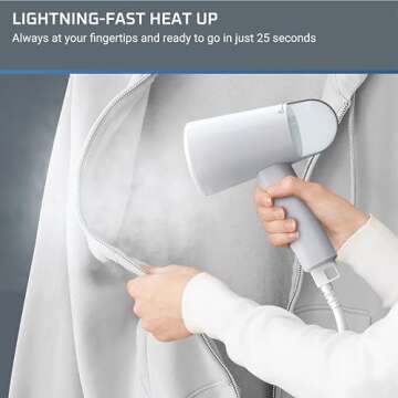 Rowenta, Steamer for Clothes, Travel Steam Handheld Steamer, 2.3 Oz Tank Capacity, Foldable, Easy Steam, 1100 Watts, Ironing, Gray Clothes Steamer, Vacation Essentials, Travel Must Have, DR1011